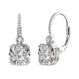 Sterling Silver Cubic Zirconia Leverback Earrings