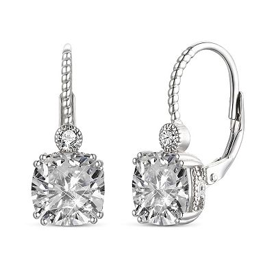 Sterling Silver Cubic Zirconia Leverback Earrings