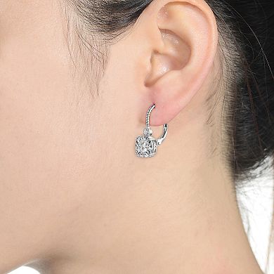 Sterling Silver Cubic Zirconia Leverback Earrings