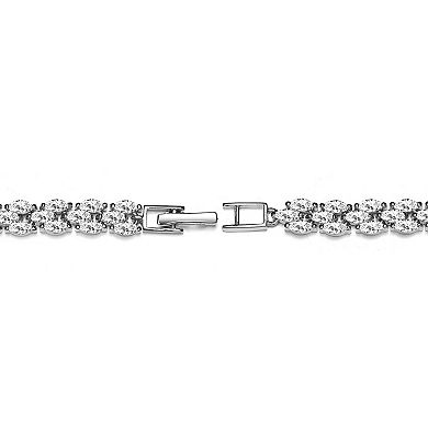 Sterling Silver Marquise-Cut Cubic Zirconia Three-Row Horizontal Bracelet