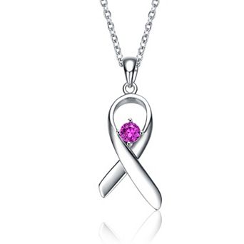 Sterling Silver Pink Cubic Zirconia Loop Necklace