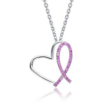 Sterling Silver Pink Cubic Zirconia Loop Necklace