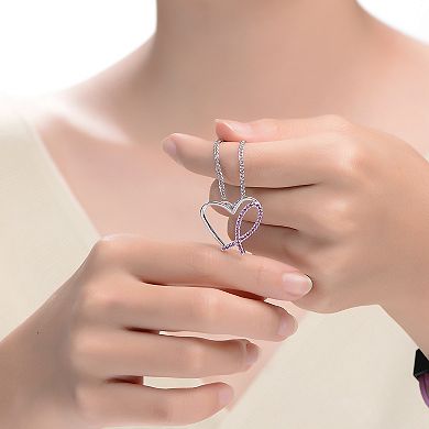 Sterling Silver Pink Cubic Zirconia Loop Necklace