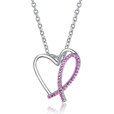 Sterling Silver Pink Cubic Zirconia Loop Necklace