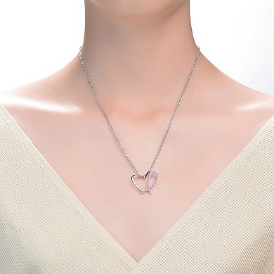 Sterling Silver Pink Cubic Zirconia Loop Necklace