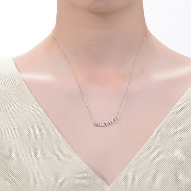 14k Gold over Sterling Silver Multi-Color Cubic Zirconia Bar Necklace