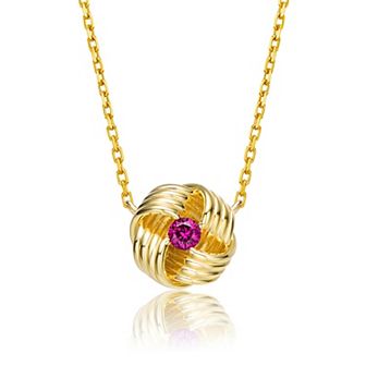 14k Gold over Sterling Silver Cubic Zirconia Spring Ring Pendant Necklace