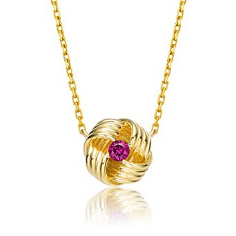 14k Gold over Sterling Silver Cubic Zirconia Spring Ring Pendant Necklace