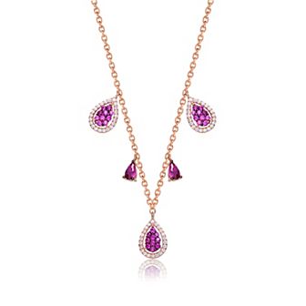 18k Rose Gold over Sterling Silver Cubic Zirconia Charm Necklace