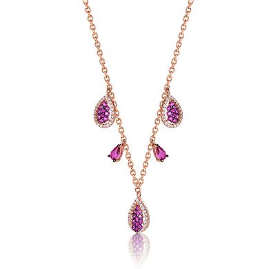 18k Rose Gold over Sterling Silver Cubic Zirconia Charm Necklace