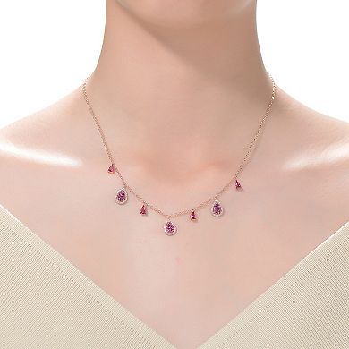 18k Rose Gold over Sterling Silver Cubic Zirconia Charm Necklace