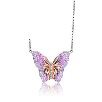 Sterling Silver Cubic Zirconia Butterfly Necklace