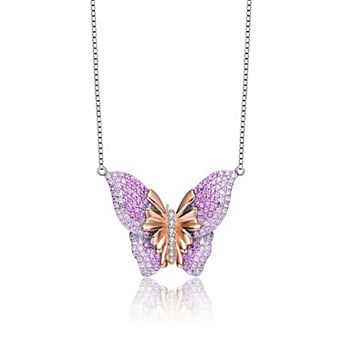 Sterling Silver Cubic Zirconia Butterfly Necklace