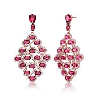 18k Rose Gold over Sterling Silver Cubic Zirconia Drop Earrings