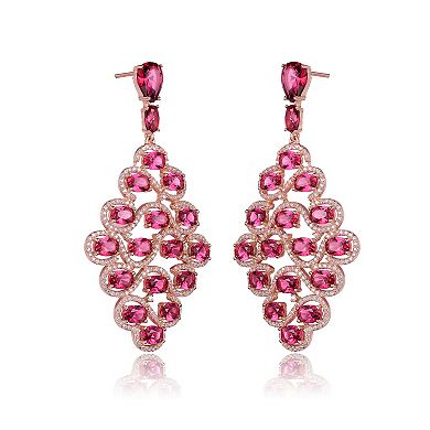 18k Rose Gold over Sterling Silver Cubic Zirconia Drop Earrings