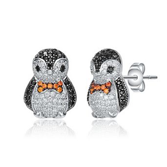 Sterling Silver Multi-Colored Cubic Zirconia Stud Earrings