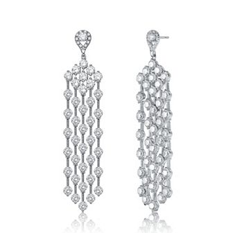 Sterling Silver Cubic Zirconia Long Chandelier Earrings