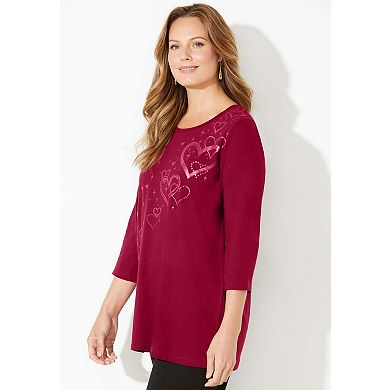 Catherines Women's Plus Size Glitter Graphic Tee