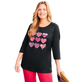 Catherines Women's Plus Size Glitter Graphic Tee