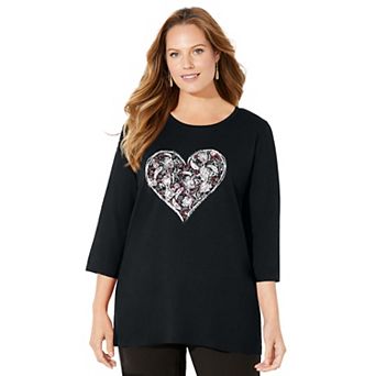 Catherines Women's Plus Size Glitter Graphic Tee
