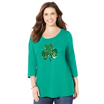 Catherines Women's Plus Size Glitter Graphic Tee