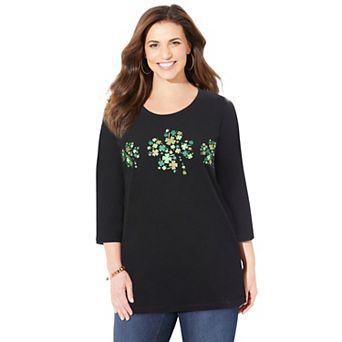 Catherines Women's Plus Size Glitter Graphic Tee