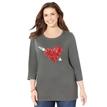 Catherines Women's Plus Size Glitter Graphic Tee