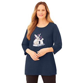 Catherines Women's Plus Size Glitter Graphic Tee