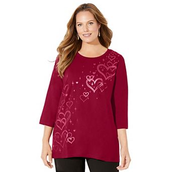 Catherines Women's Plus Size Glitter Graphic Tee