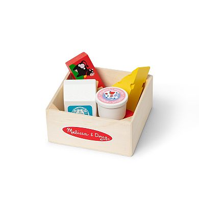 Melissa & Doug Food Groups Wooden Play Dairy Food Set With Crate