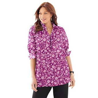 Catherines Women's Plus Size Petite Breezeway Half-Zip Tunic