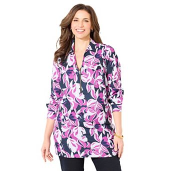 Catherines Women's Plus Size Petite Breezeway Half-Zip Tunic