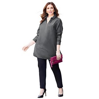 Catherines Women's Plus Size Petite Breezeway Half-Zip Tunic