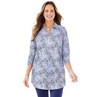 Catherines Women's Plus Size Petite Breezeway Half-Zip Tunic