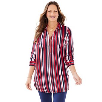 Catherines Women's Plus Size Petite Breezeway Half-Zip Tunic