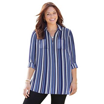 Catherines Women's Plus Size Petite Breezeway Half-Zip Tunic