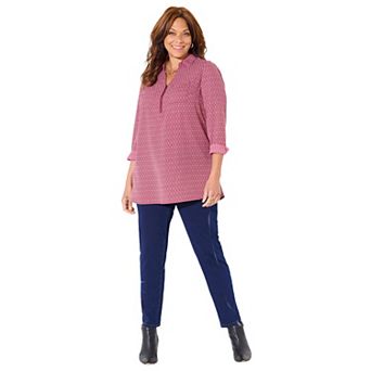 Catherines Women's Plus Size Petite Breezeway Half-Zip Tunic