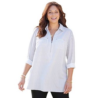 Catherines Women's Plus Size Breezeway Half-Zip Tunic