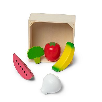 Melissa & Doug Food Groups Wooden Play Food Produce Set With Crate