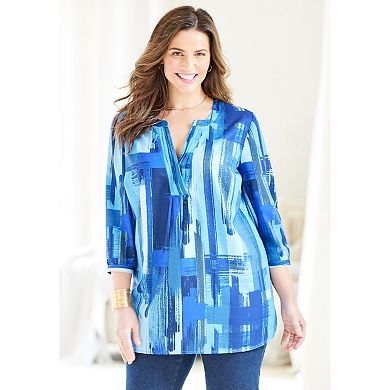 Catherines Women's Plus Size Petite Muse Pintuck Tunic