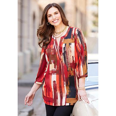 Catherines Women's Plus Size Petite Muse Pintuck Tunic