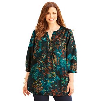 Catherines Women's Plus Size Muse Pintuck Tunic