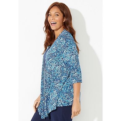 Catherines Women's Plus Size Cardigan And Tank One Piece Top