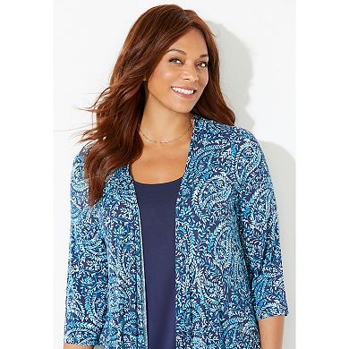 Catherines Women's Plus Size Cardigan And Tank One Piece Top