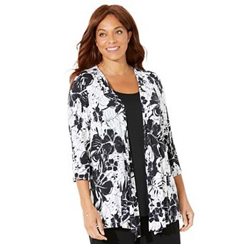 Catherines Women's Plus Size Cardigan And Tank One Piece Top