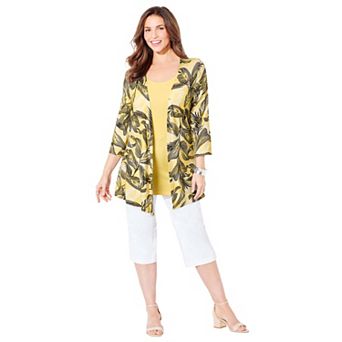 Catherines Women's Plus Size Cardigan And Tank One Piece Top