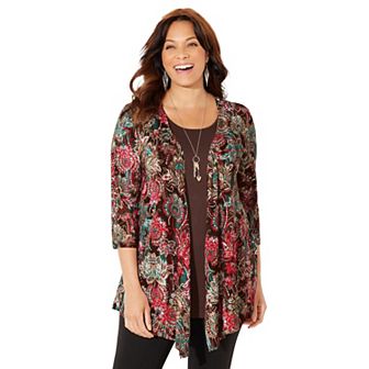 Catherines Women's Plus Size Cardigan And Tank One Piece Top