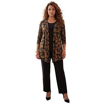 Catherines Women's Plus Size Cardigan And Tank One Piece Top
