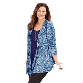 Catherines Women's Plus Size Cardigan And Tank One Piece Top