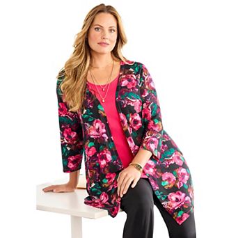 Catherines Women's Plus Size Cardigan And Tank One Piece Top